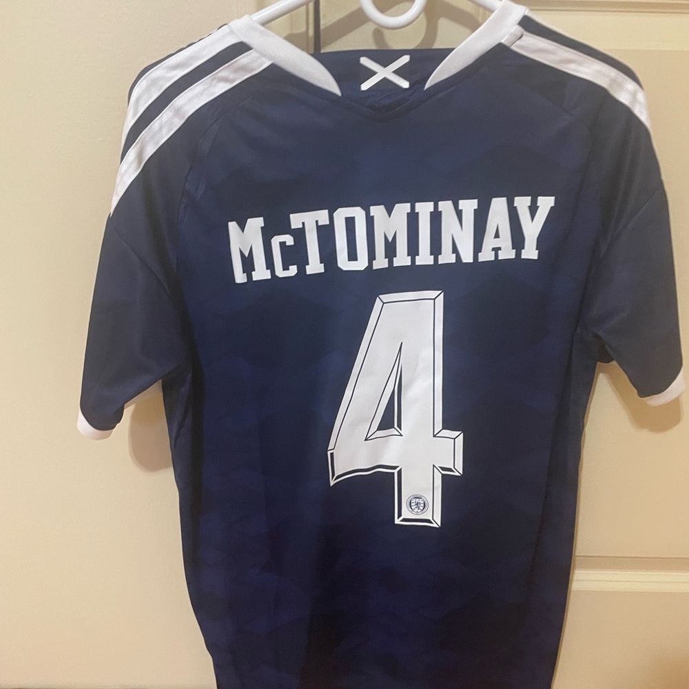 Mctominay Scotland Adidas Navy and White Football Jersey Size XL